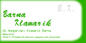 barna klamarik business card